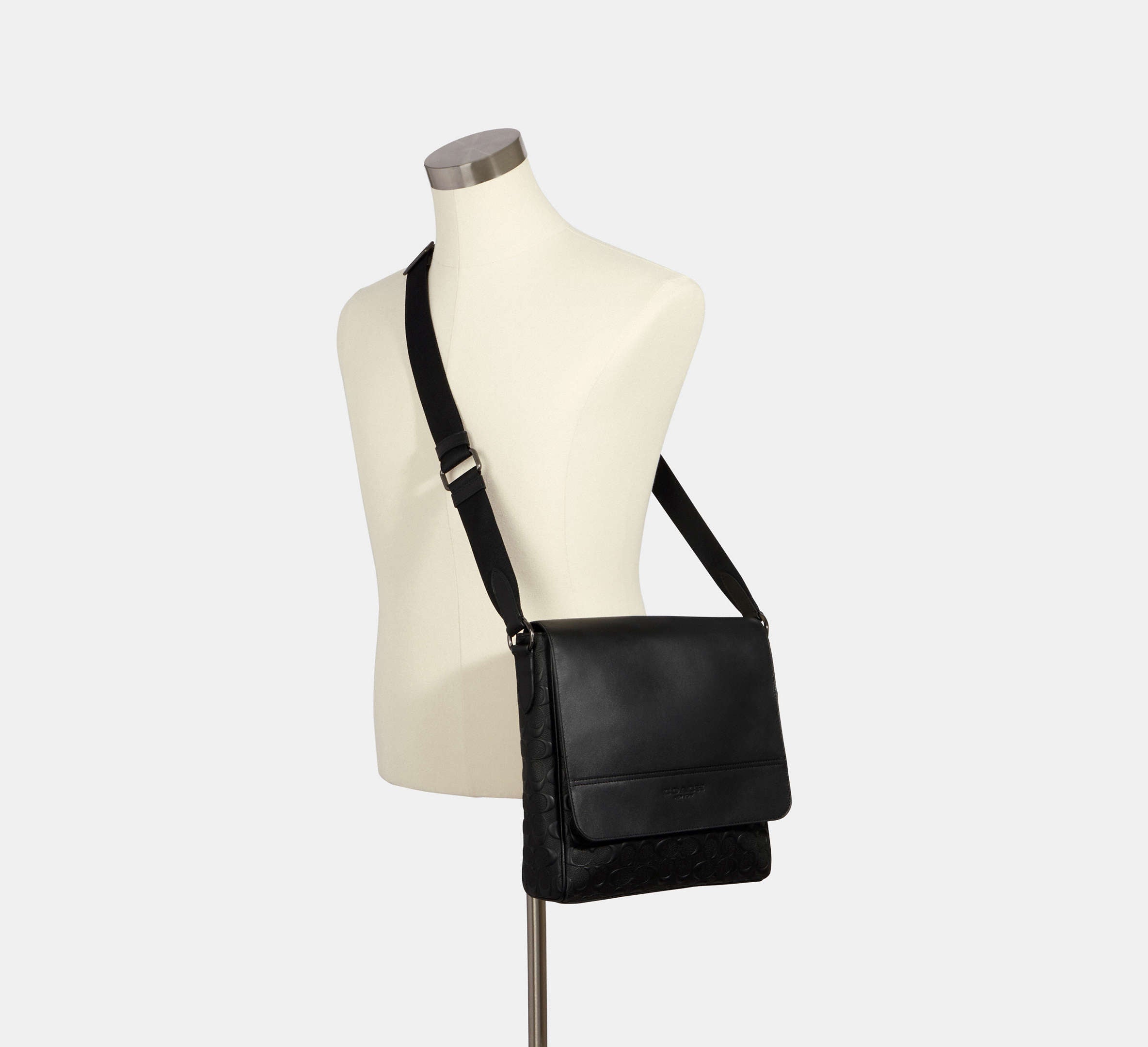 (PREORDER) COACH - Houston Map Bag In Signature Leather 4006 Gunmetal/Black