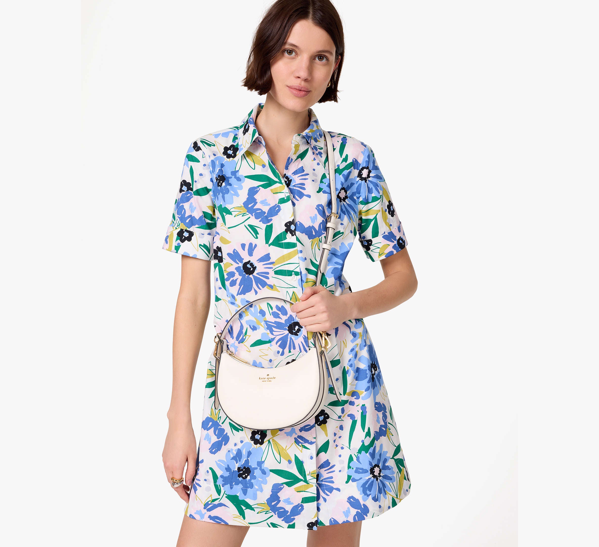 (PREORDER) Kate Spade - Madison Saffiano Leather Crescent Shoulder Bag KK949 Meringue