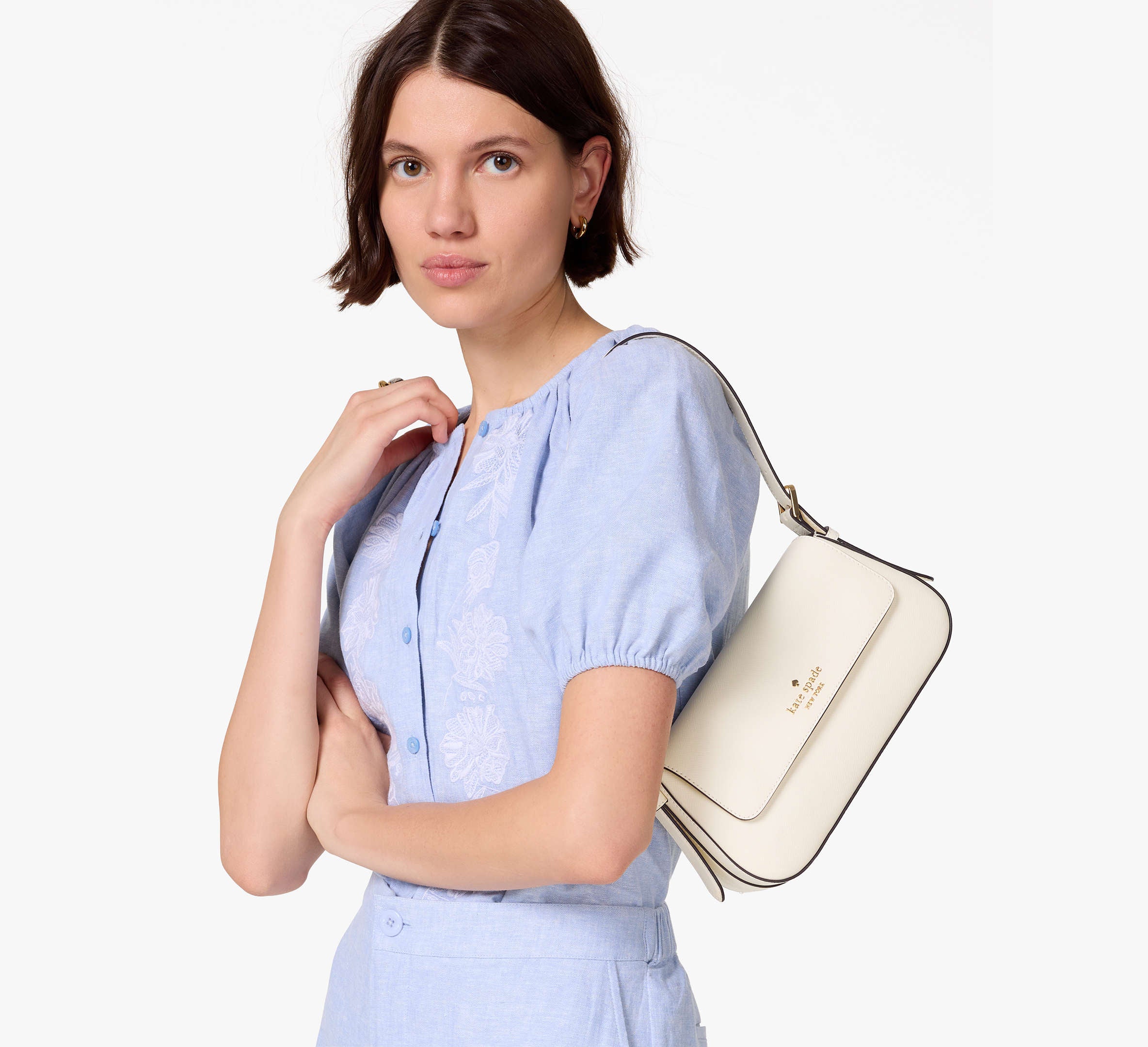 (PREORDER) Kate Spade - Madison Saffiano Leather Small Flap Shoulder Bag KK952 Meringue