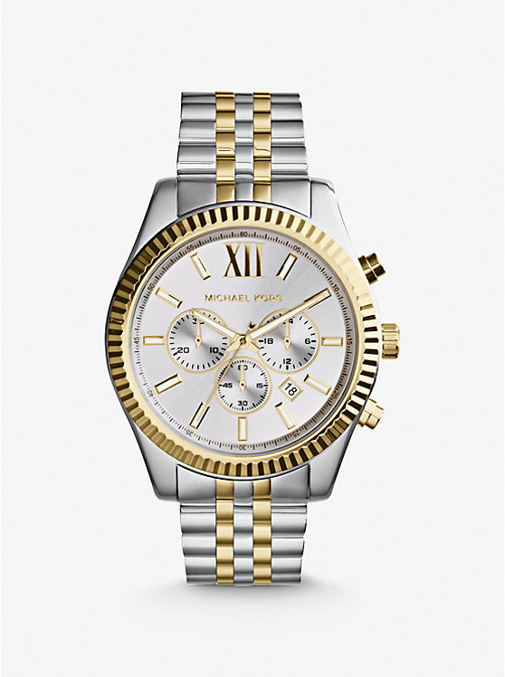 (PREORDER) Michael Kors - Oversized Lexington Two-Tone Watch MK8344 Silver Gold 44mm