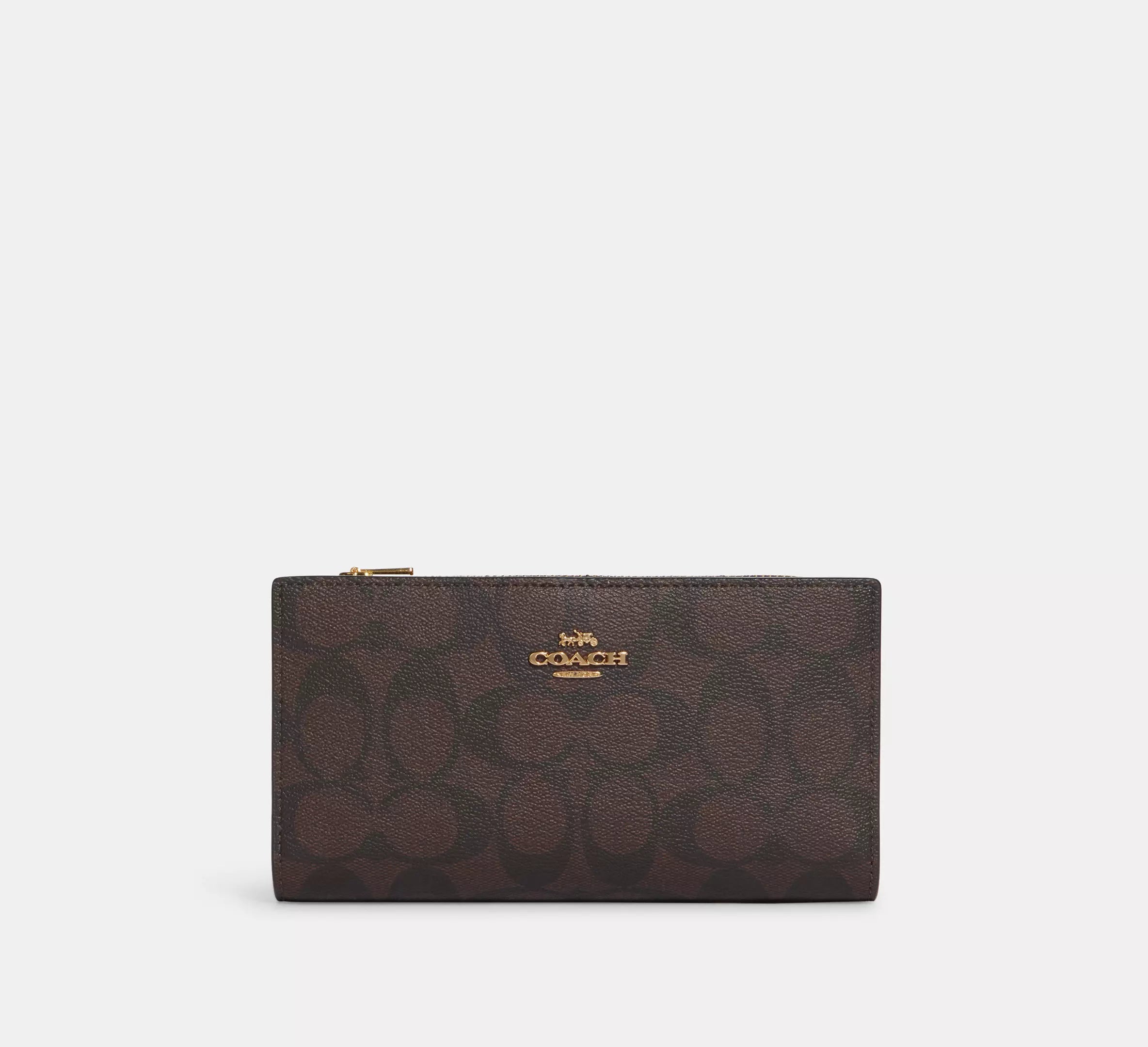 (PREORDER) COACH - Slim Zip Wallet In Signature Canvas C8714