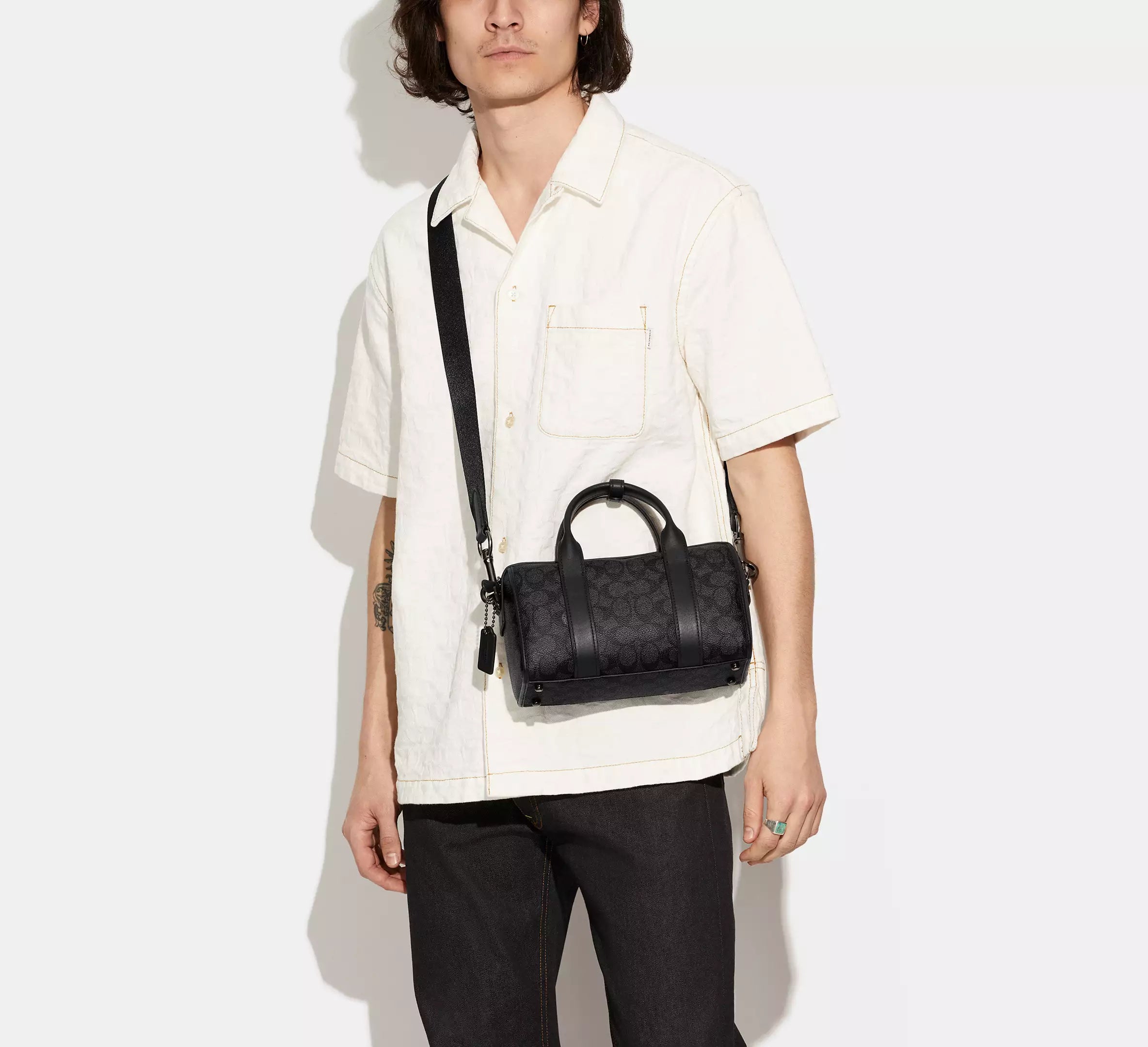 (PREORDER) COACH - Gotham Duffle Bag 24 In Signature Canvas CA186 Charcoal Black