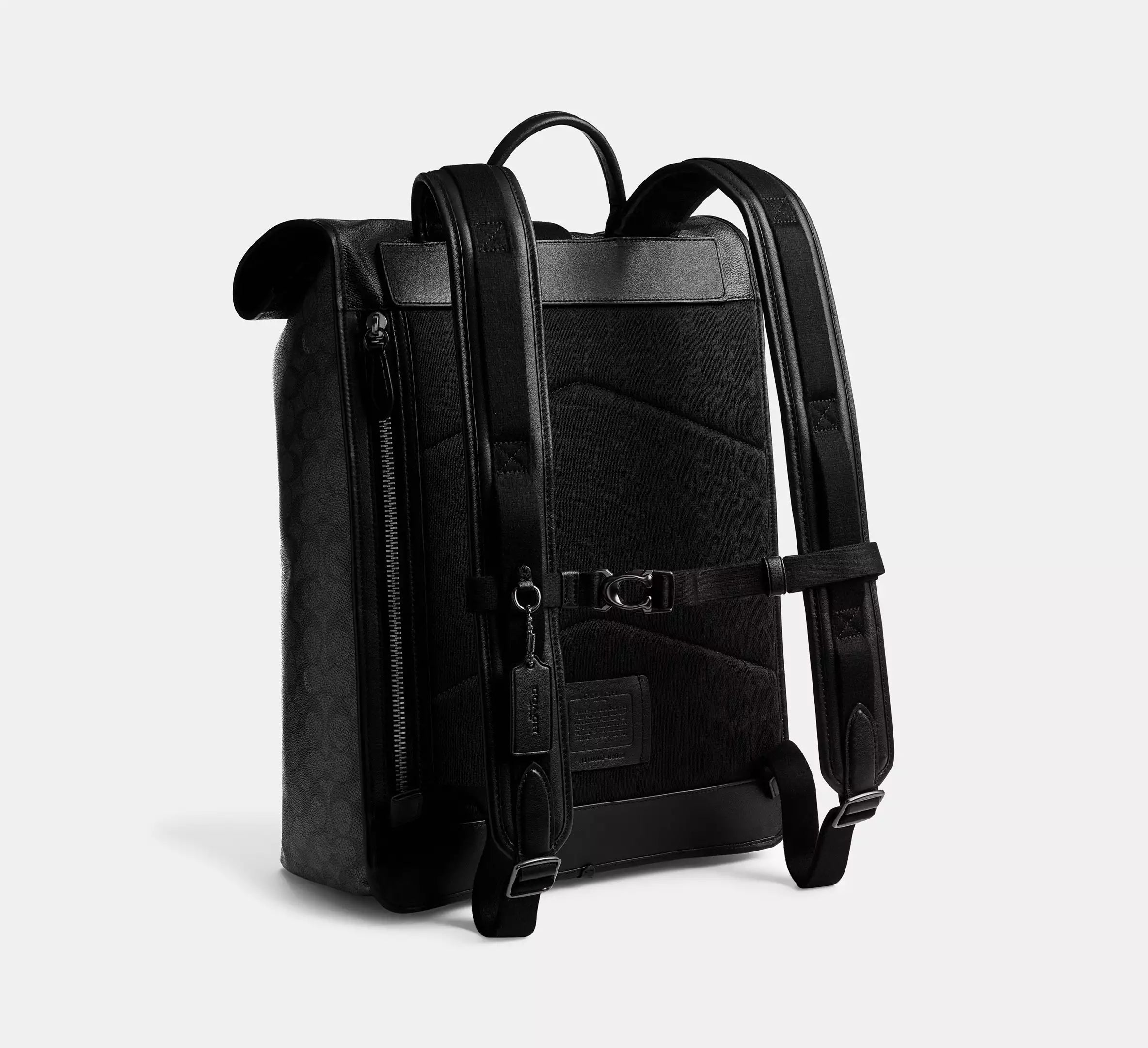 (PREORDER) COACH - BECK ROLL TOP BACKPACK IN SIGNATURE CANVAS CL252 Charcoal Black