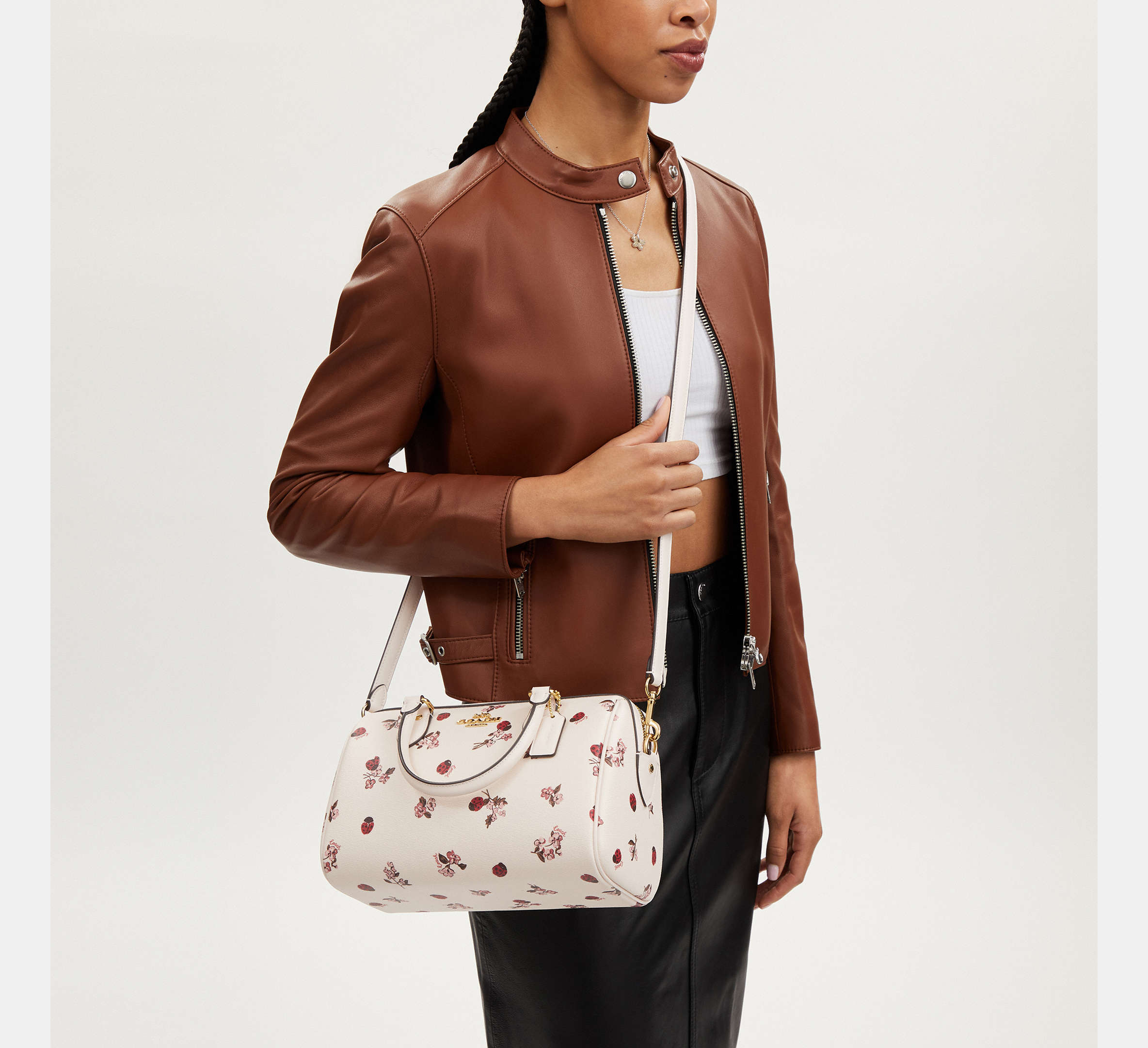 (PREORDER) COACH - Rowan Satchel Bag With Ladybug Floral Print CU272