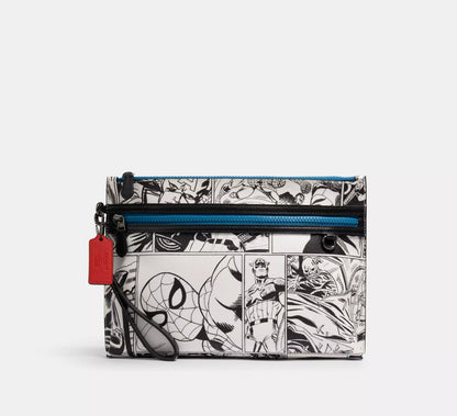 (READY STOCK🇲🇾)  Coach │ Marvel Carryall Pouch With Comic Book Print 1828