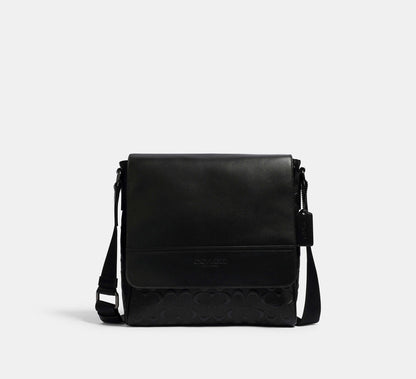 (PREORDER) COACH - Houston Map Bag In Signature Leather 4006 Gunmetal/Black