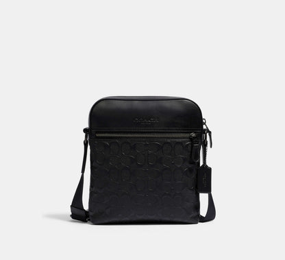 (PREORDER) COACH - Houston Flight Bag In Signature Leather 4009 Gunmetal/Black