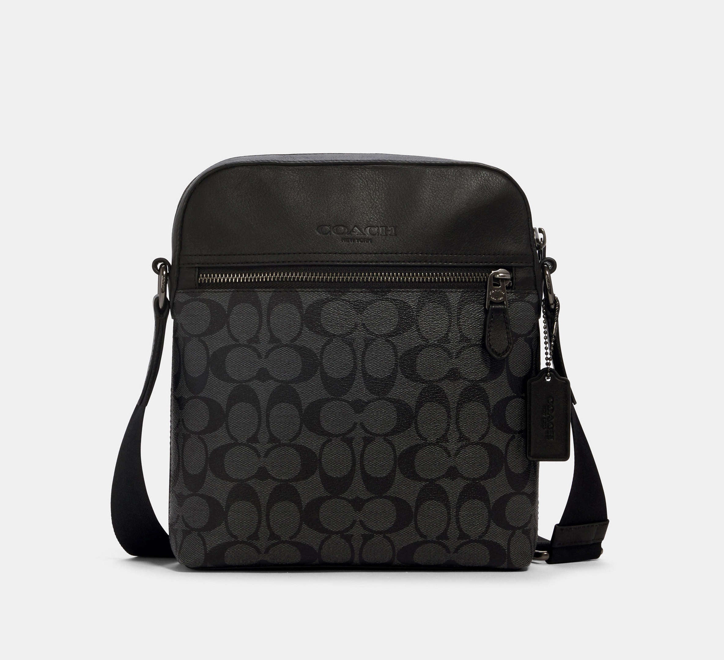 (PREORDER) COACH - Houston Flight Bag In Signature Canvas 4010 Gunmetal/Charcoal/Black