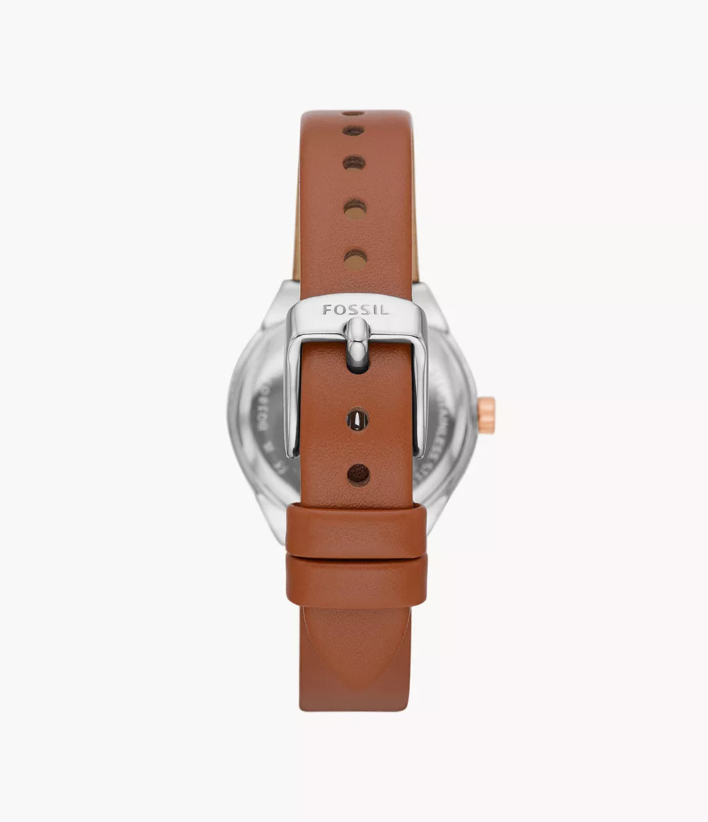 (PREORDER) FOSSIL - Eevie Three-Hand Date Brown Leather Watch BQ3803 BQ3804 BQ3956 BQ3957