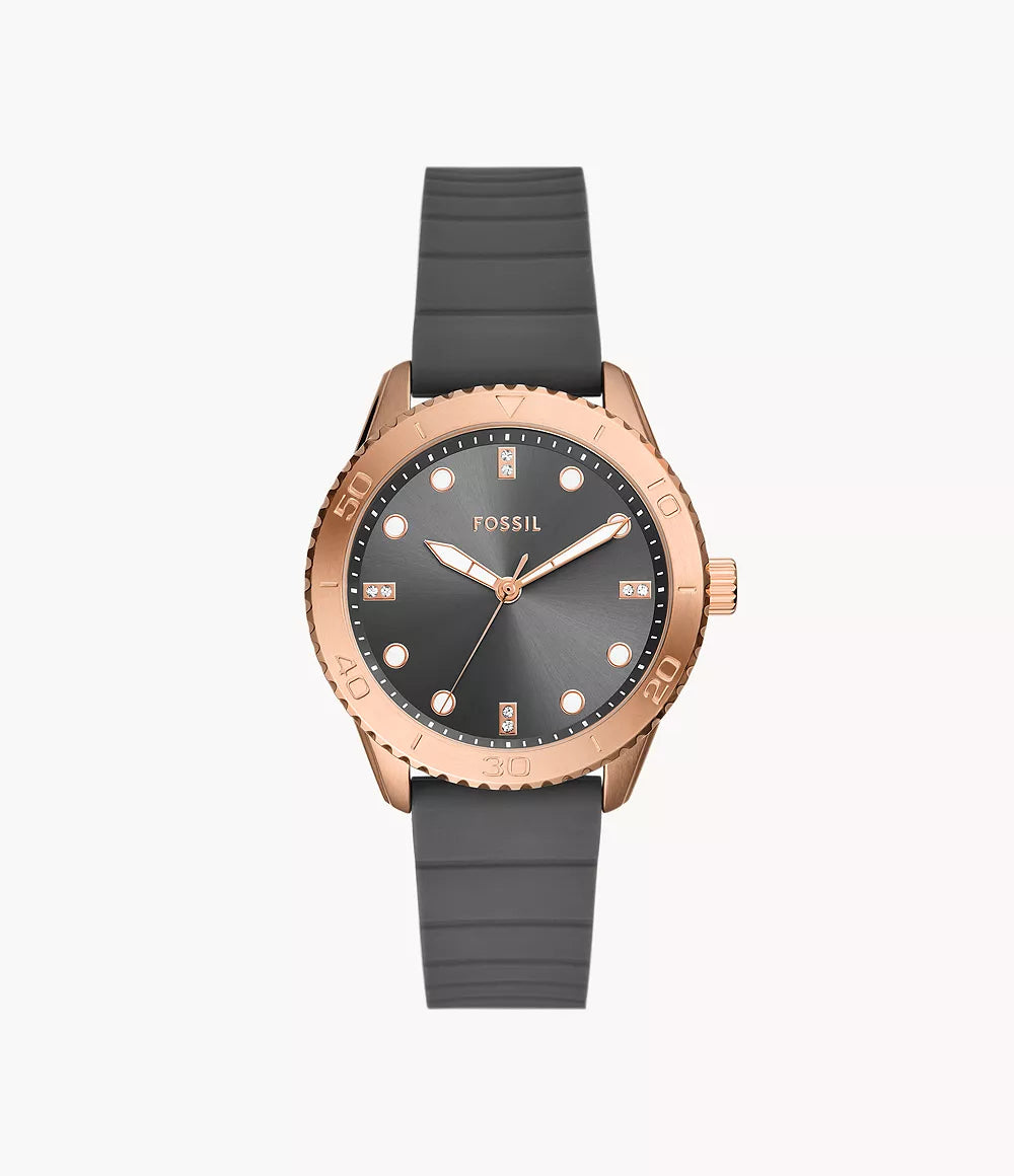 (PREORDER) FOSSIL - Dayle Three-Hand Gray Silicone Watch BQ3950