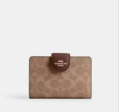 (PREORDER) COACH - Medium Corner Zip Wallet In Signature Canvas C0082 CW786