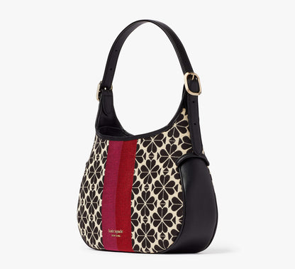 (PREORDER) KATE SPADE - Spade Flower Jacquard Stripe Penny Small Hobo Bag K5520 Cream Multi