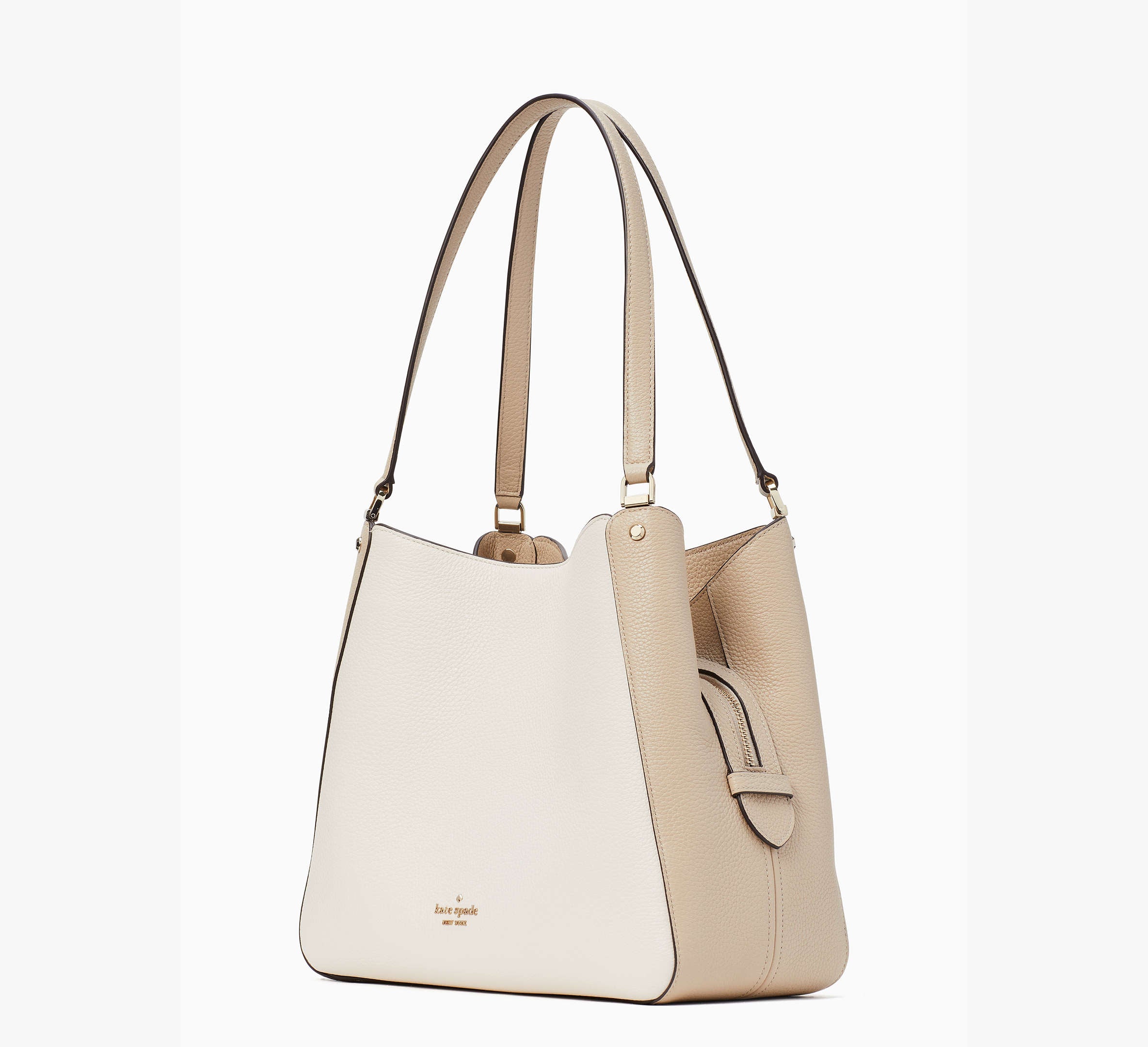 (PREORDER) KATE SPADE - Leila Medium Triple Compartment Shoulder Bag WKR00316 Light Sand Multi