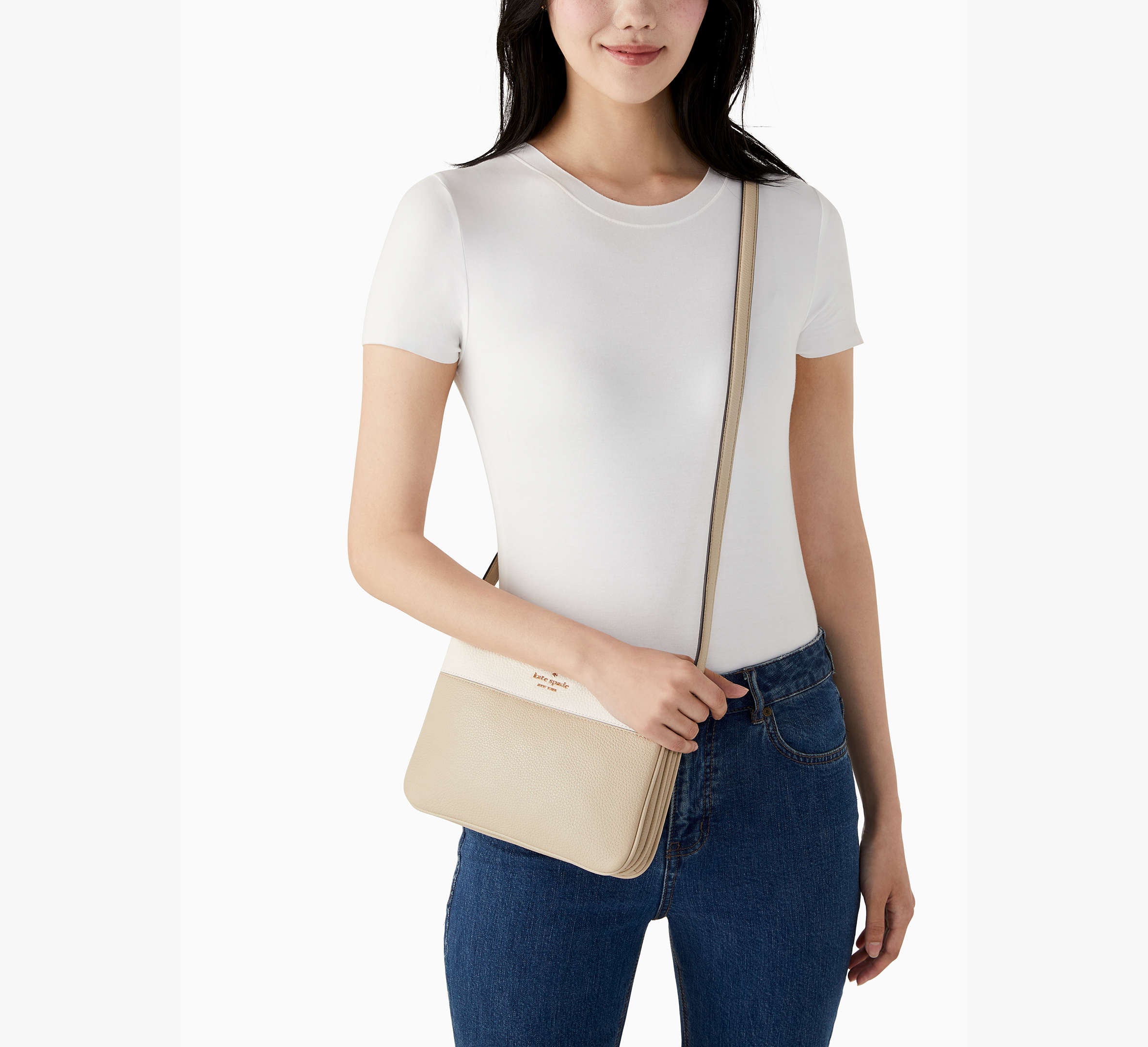 (PREORDER) KATE SPADE - Leila Colorblock Triple Gusset Crossbody WKR00423 Light Sand Multi