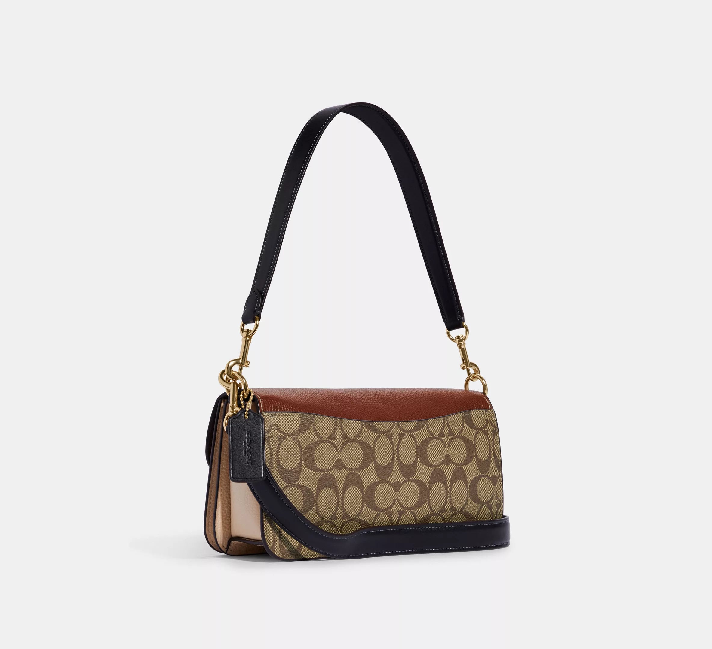 (PREORDER) COACH - Morgan Shoulder Bag In Colorblock Signature Canvas CE560 Gold/Khaki Multi