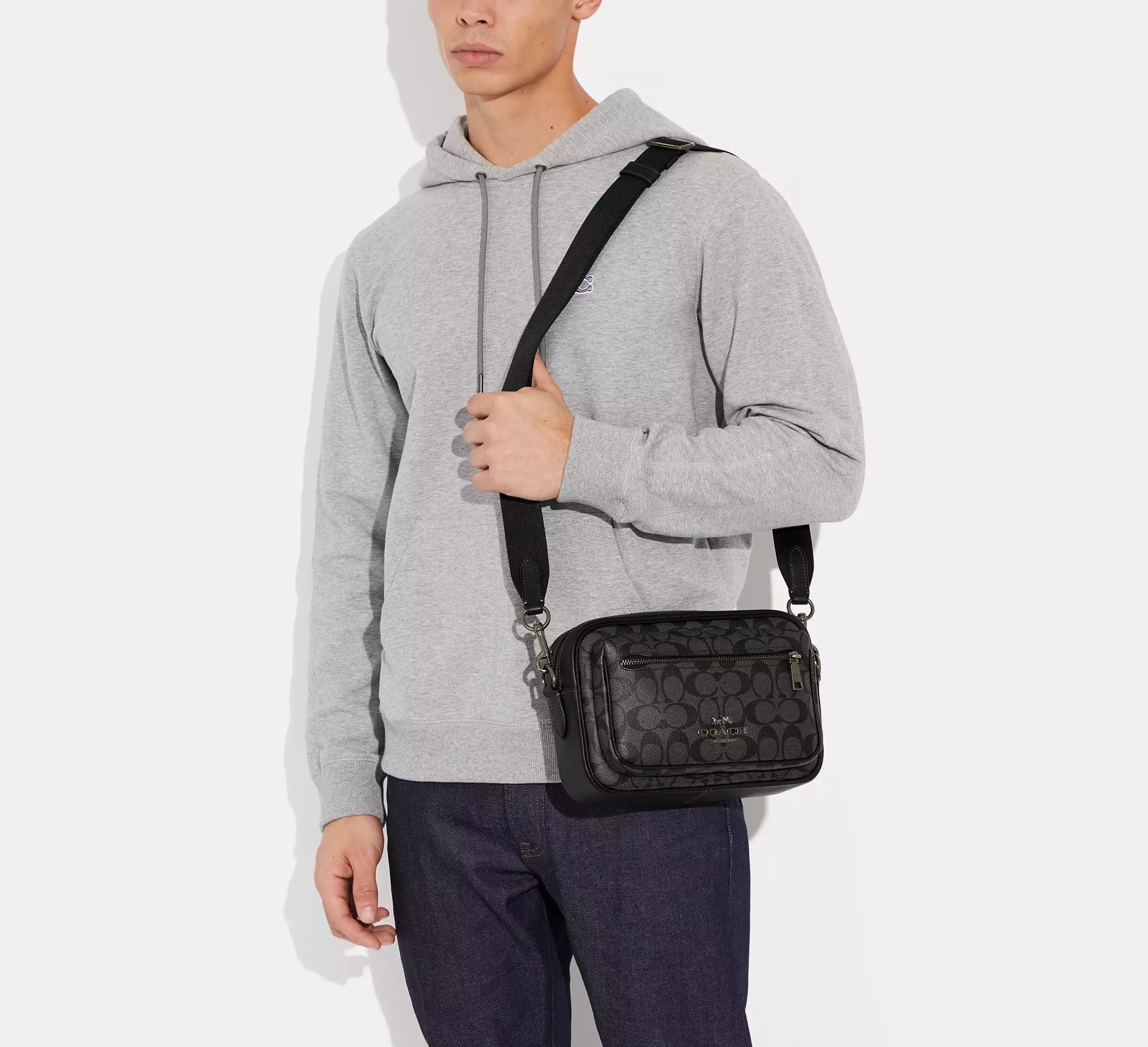 (PREORDER) COACH - Elias Crossbody In Signature Canvas CJ510 Gunmetal/Charcoal