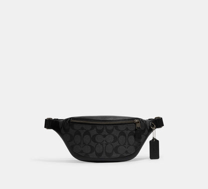 (PREORDER) COACH - Warren Mini Belt Bag In Signature Canvas CJ707 Gunmetal/Charcoal