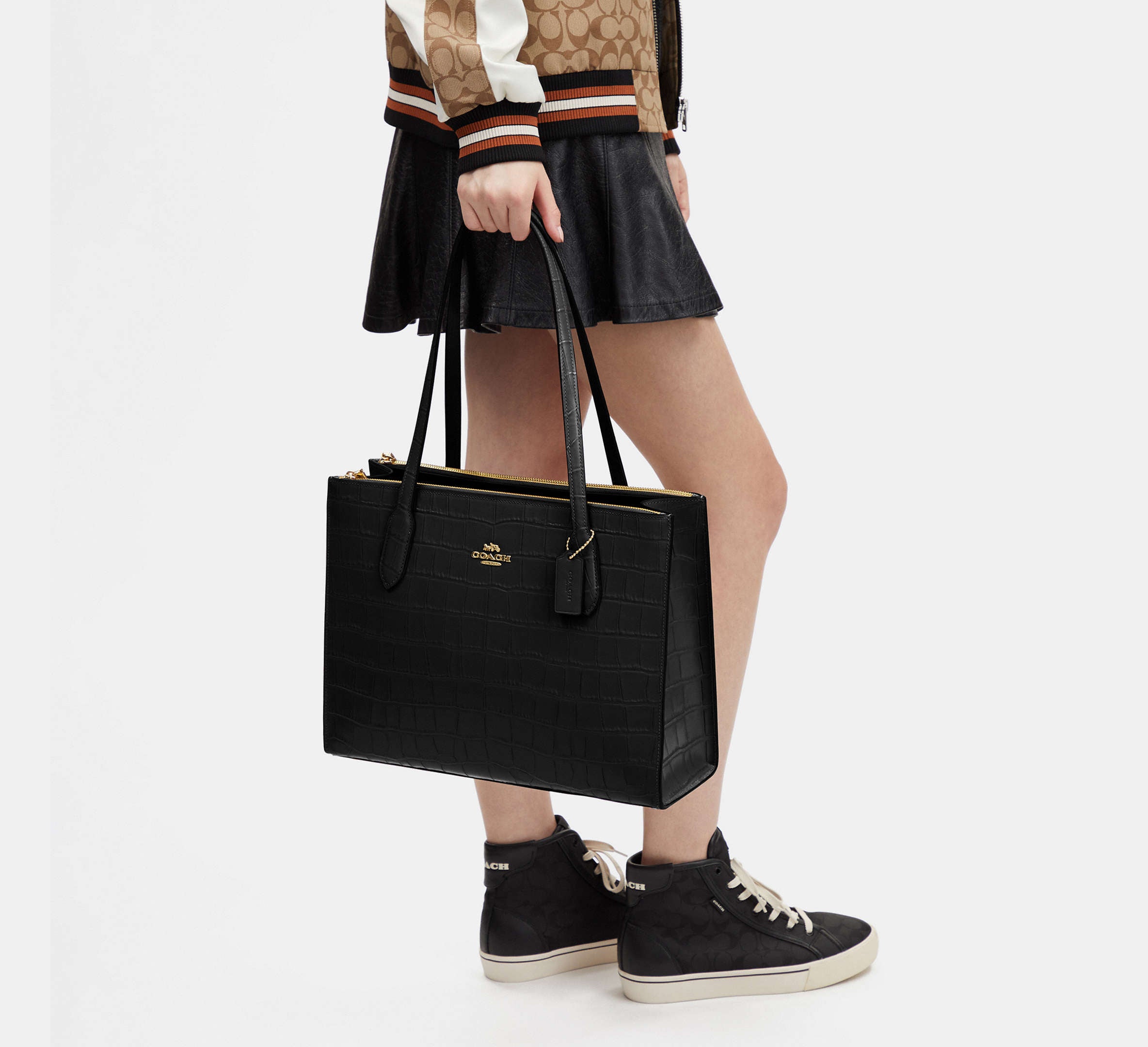 (PREORDER) COACH - Nina Tote In Crocodile Embossed Leather CL654