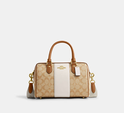 (PREORDER) COACH - Rowan Satchel Bag In Signature Canvas With Stripe CR122