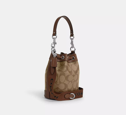 (PREORDER) COACH - Mini Bucket Bag In Signature Canvas CR145 Khaki/Saddle