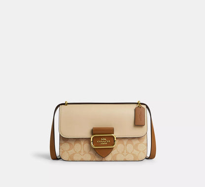 (PREORDER) COACH - Large Morgan Square Crossbody Bag In Blocked Signature Canvas CR331 Light Khaki/Khaki Multi