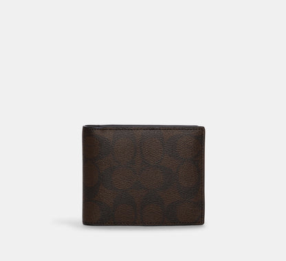 (PREORDER) COACH - 3 In 1 Wallet In Blocked Signature Canvas CR960 Mahogany Multi