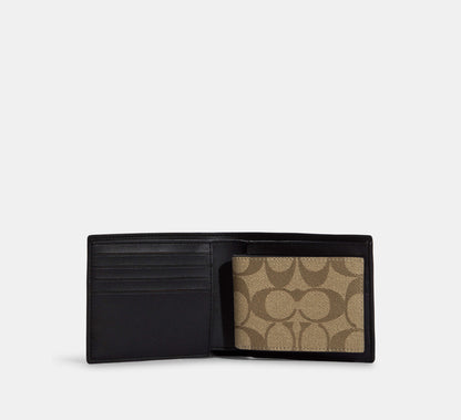 (PREORDER) COACH - 3 In 1 Wallet In Blocked Signature Canvas CR960 Mahogany Multi