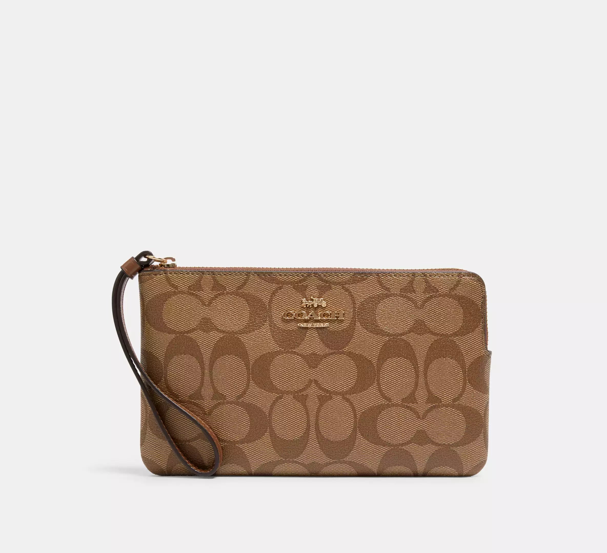 (PREORDER) COACH - Large Corner Zip Wristlet In Signature Canvas CS438