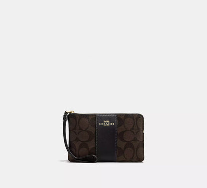 (PREORDER) COACH - Corner Zip Wristlet In Signature Canvas CS602