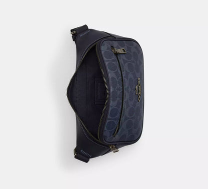 (PREORDER) COACH - Elias Belt Bag In Signature Denim CU551 Gunmetal/Denim/Midnight Navy