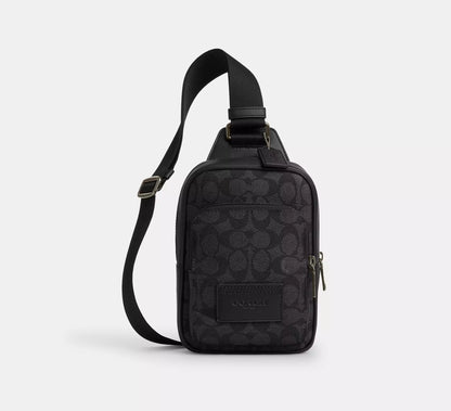 (PREORDER) COACH - Racer Sling Pack In Signature CV763 Charcoal Black